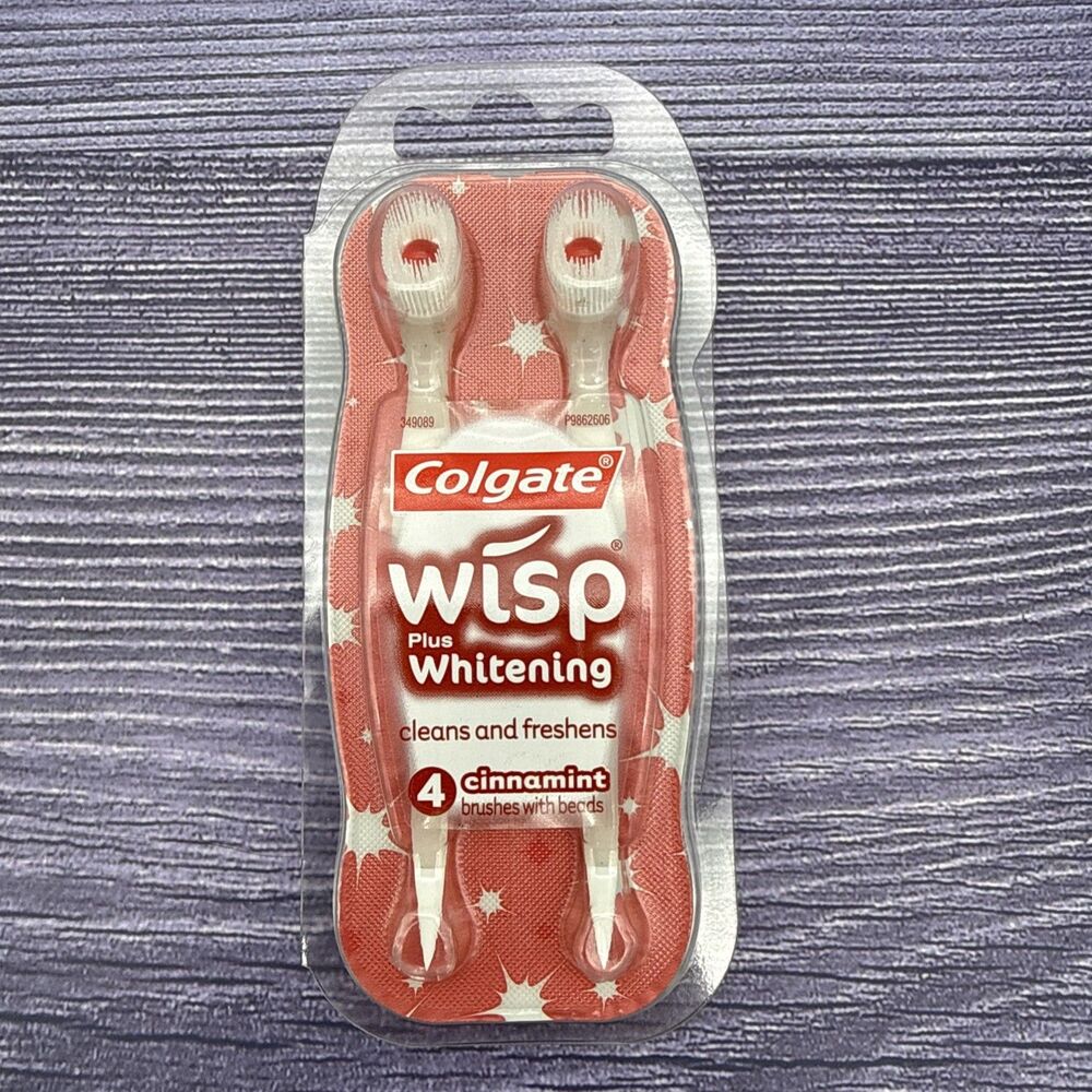 1 Colgate Wisp Mini Toothbrushes 4 Pack Total Cinnamon Cinnamint Cleans & Fresh